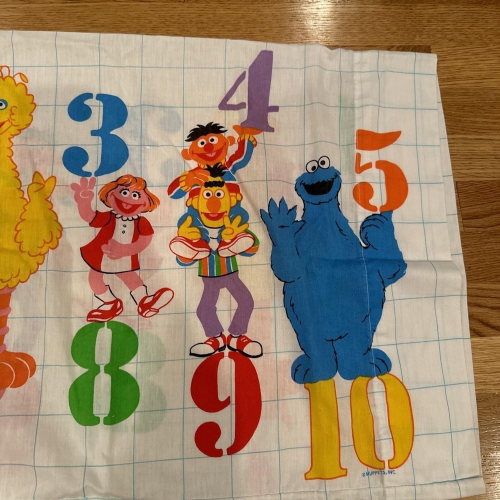 Vintage Stevens Sesame Street USA Made Flat Sheet & 1 Pillow Case Twin Bed - Picture 4 of 7